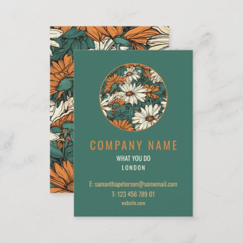 Pretty daisy gold border modern business card