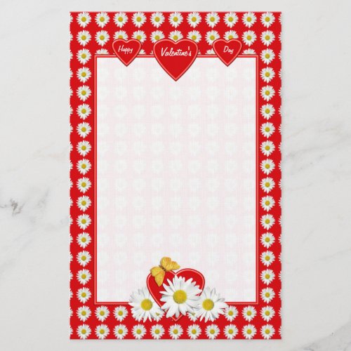 Pretty Daisy Hearts Stationery