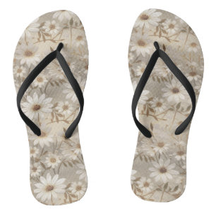 Pretty Daisy Pattern Flip Flops