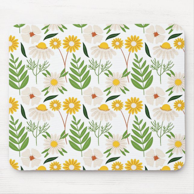 Pretty Daisy Pattern Mouse Pad (Front)