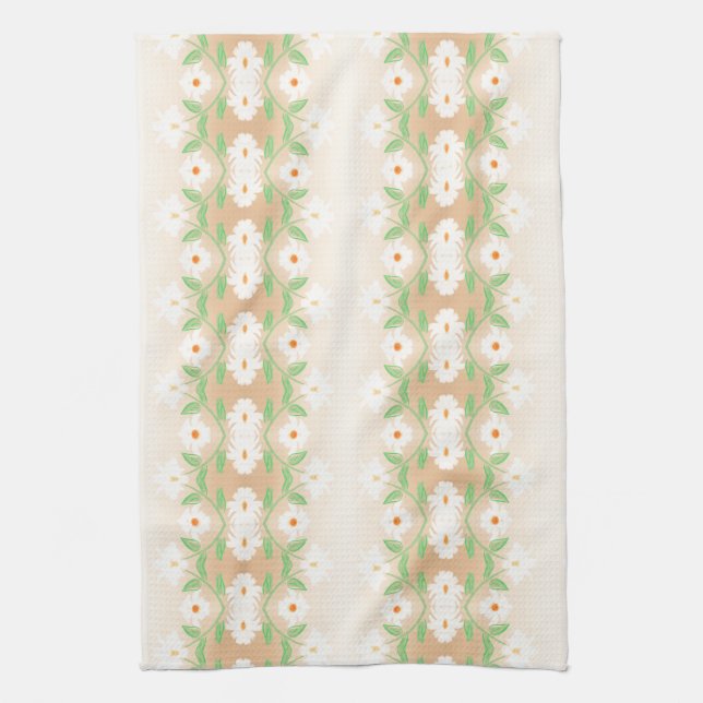 Pretty Daisy Print Tea-Towel Kitchen Towel (Vertical)