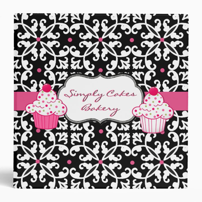 Pretty Damask and Cupcakes Bakery Binder