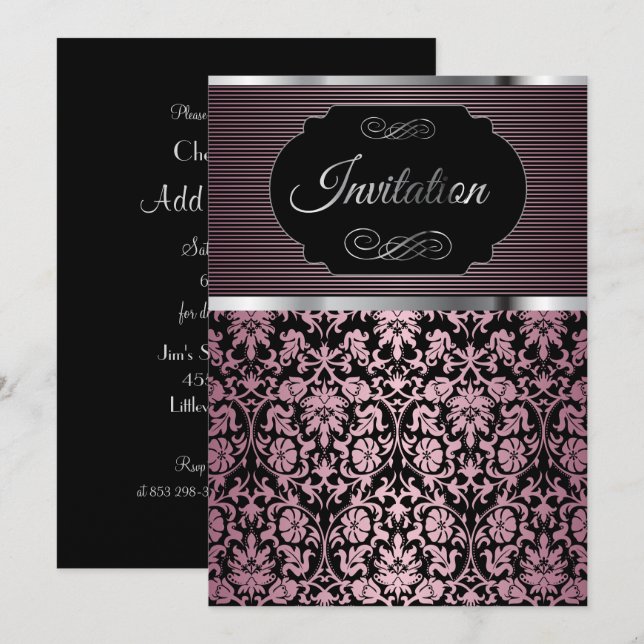 Pretty Damask Party Celebration | Invitation (Front/Back)
