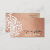 PRETTY DAMASK PATTERN floral serene rose gold foil Business Card (Front/Back)