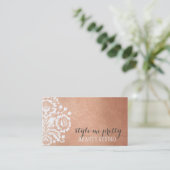 PRETTY DAMASK PATTERN floral serene rose gold foil Business Card (Standing Front)