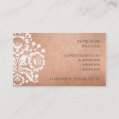 PRETTY DAMASK PATTERN floral serene rose gold foil Business Card (Back)