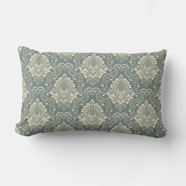 Pretty Damask Pattern Lumbar Pillow (Front)