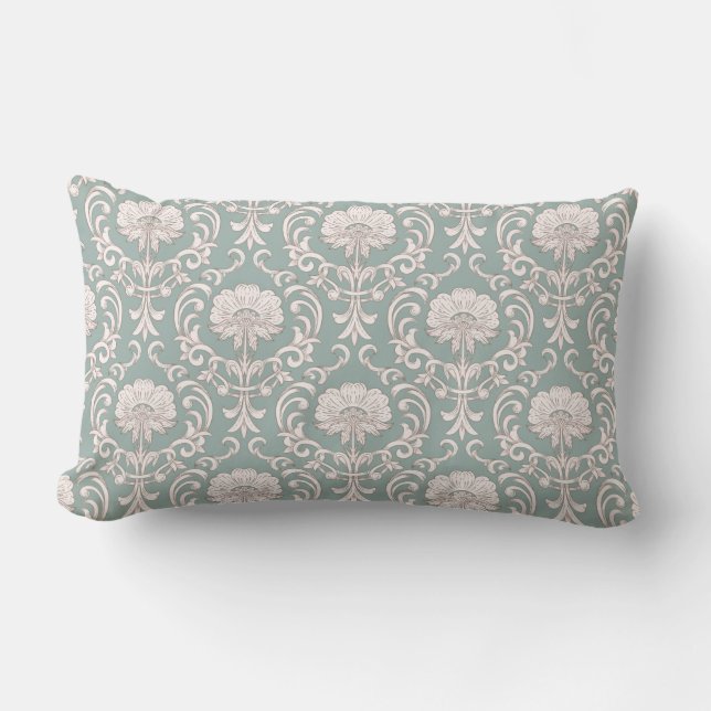 Pretty Damask Pattern Lumbar Pillow (Front)
