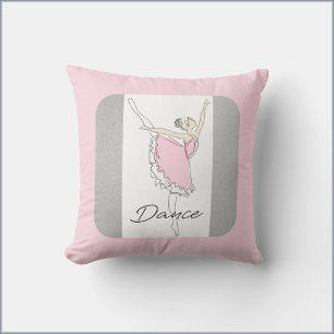 Pretty Dancing Ballerina in Pink Tutu Throw Pillow