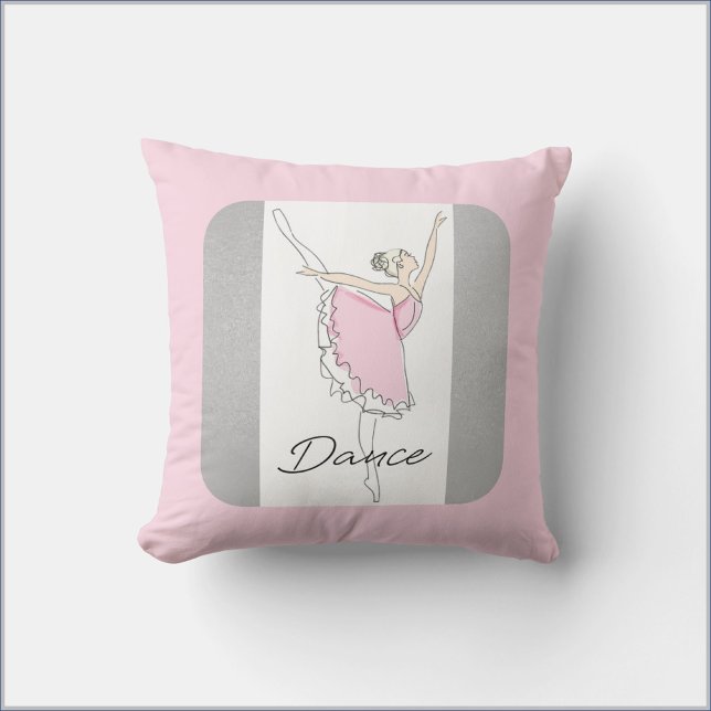 Pretty Dancing Ballerina in Pink Tutu Throw Pillow (Creator Uploaded)