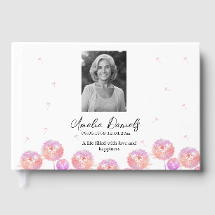 Pretty Dandelion in Memory Photo Foil Guest Book