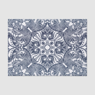 Pretty Dark Blue and White Paisley Tissue Paper