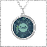 Pretty Dark Blue & Teal Green Leaves  Silver Plated Necklace<br><div class="desc">Gorgeous and pretty teal green and dark blue leaves design.</div>