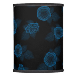 Pretty Dark Blue Teal Roses Over Black Lamp Shade