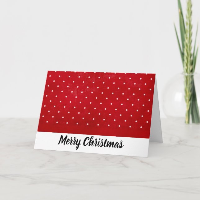 Pretty Dark Red with Dots Christmas Card (Front)