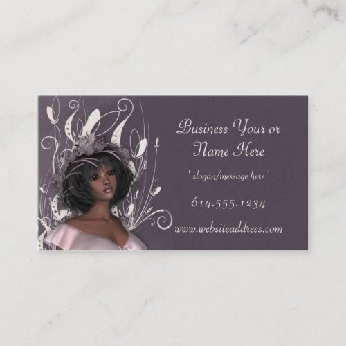 Pretty Dark Skin Lady Decorated Business Cards