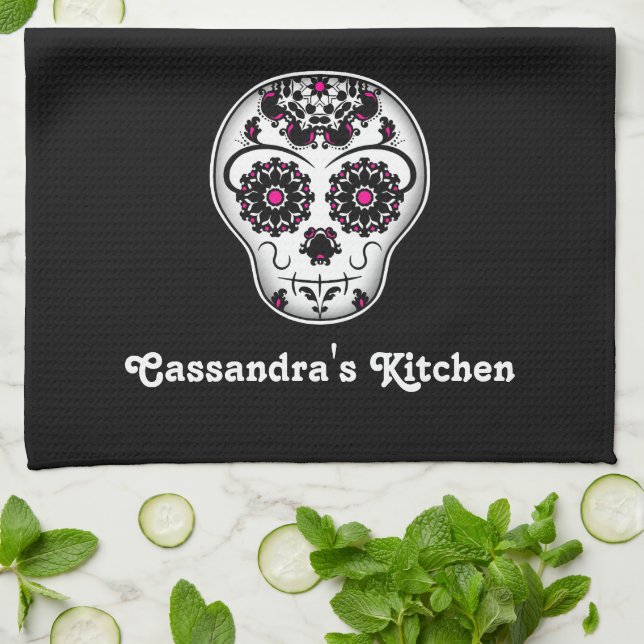 Pretty day of the dead sugar skull towel (Folded)