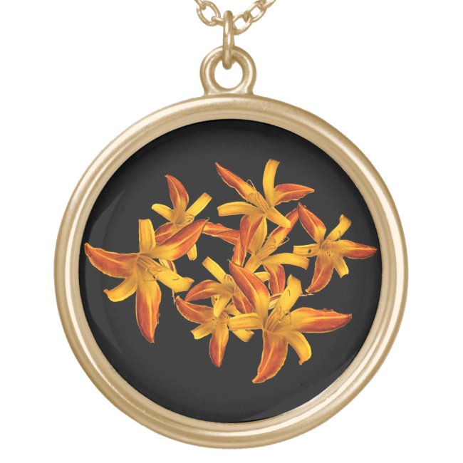 Pretty Daylilies Garden Flowers Floral Necklace