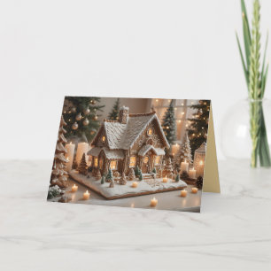 Pretty decorated gingerbread house  holiday card