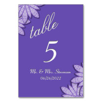 Pretty Deep Purple Floral Table Number