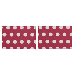 Pretty Deep Rose Geometric White Polka Dots       Pillow Case