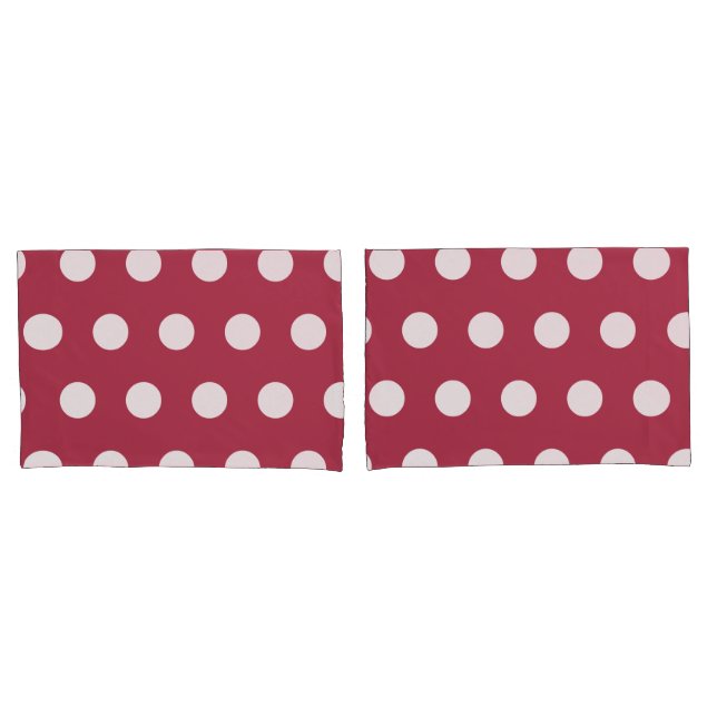 Pretty Deep Rose Geometric White Polka Dots       Pillow Case (Front-Set)