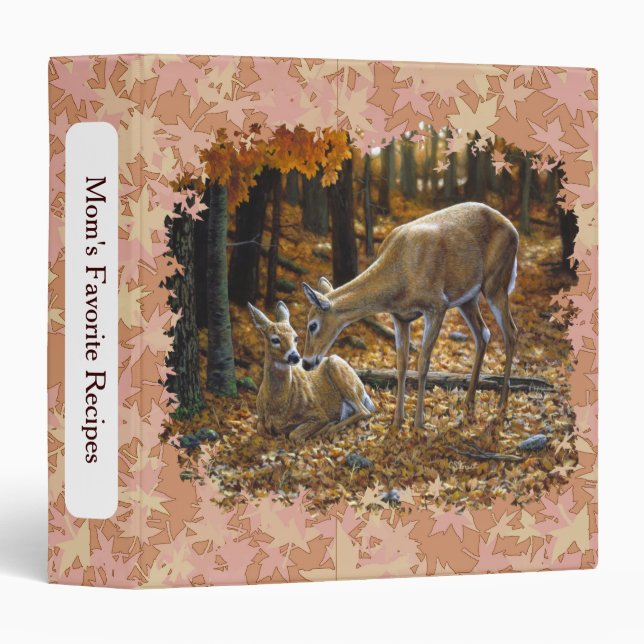 Pretty Deer and Fawn Autumn Leaves Binder (Front/Spine)