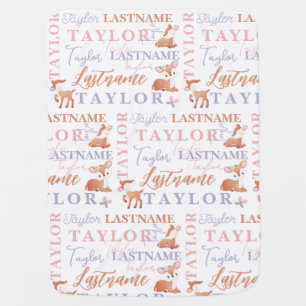 Pretty Deer Woodland Forest Baby Girl's Nursery Blanket