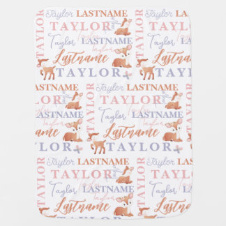 Pretty Deer Woodland Forest Baby Girl's Nursery Blanket