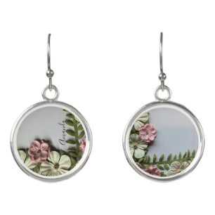 Pretty delicate flowers and name earrings
