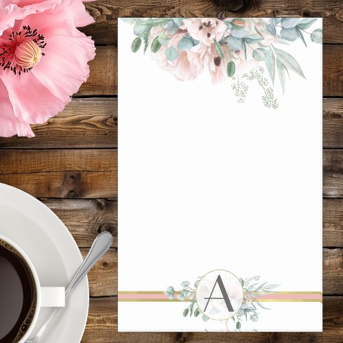 Pretty Delicate Pink Poppy Floral Monogram  Post_it Notes
