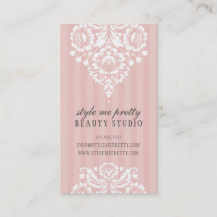 PRETTY DESIGN simple floral white pale pink grey Business Card