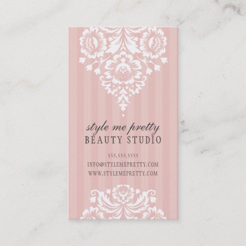 PRETTY DESIGN simple floral white pale pink grey Business Card