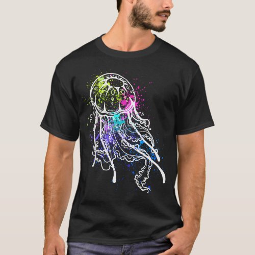 Pretty Dirty Paint Splatter Jellyfish T_Shirt