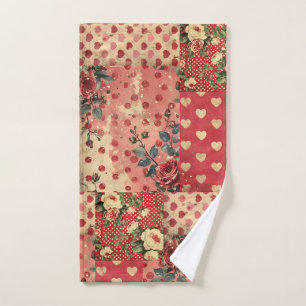 Pretty Distressed Look Vintage Shabby Chic Floral  Hand Towel