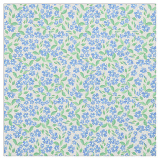 Pretty Ditsy Blue Green White Periwinkle Flowers Fabric