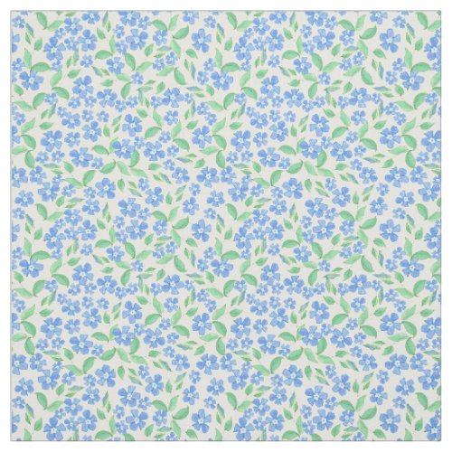 Pretty Ditsy Blue Green White Periwinkle Flowers Fabric