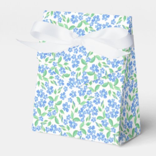 Pretty Ditsy Blue Green White Periwinkle Flowers Favor Boxes