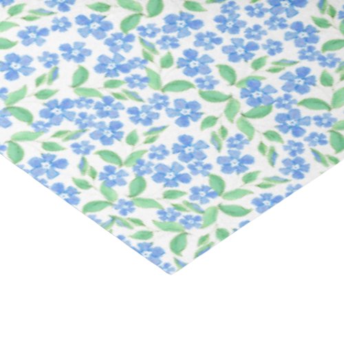 Pretty Ditsy Blue Green White Periwinkle Flowers Tissue Paper