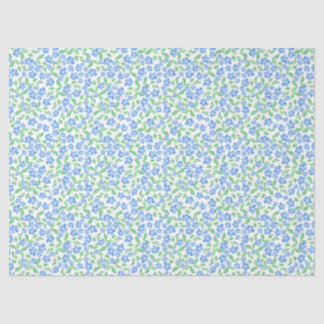 Pretty Ditsy Blue Green White Periwinkle Flowers Tissue Paper