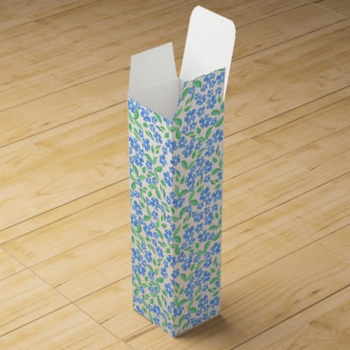 Pretty Ditsy Blue Green White Periwinkle Flowers Wine Box