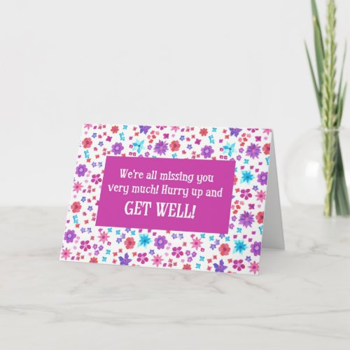 Pretty Ditsy Floral Get Well Missing You Card