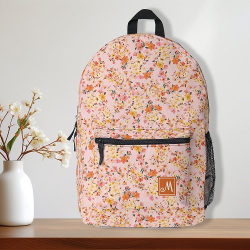 Pretty Ditsy Floral Pattern Yellow Orange Custom Printed Backpack