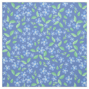 Pretty Ditsy Periwinkle Blue Green Floral Pattern Fabric