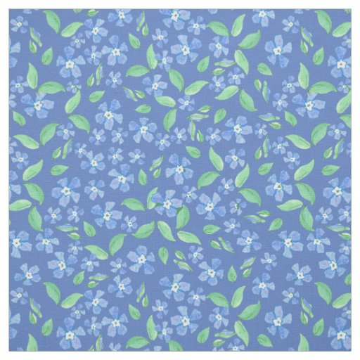 Pretty Ditsy Periwinkle Blue Green Floral Pattern Fabric
