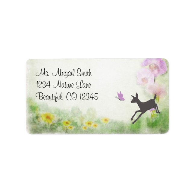 Pretty Doe and Butterfly Deer Address Label (Front)