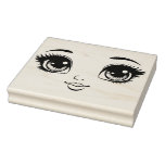 Pretty Doll Face eyes lips Original Art Rubber Stamp