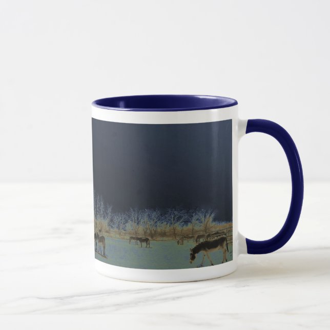 Pretty Donkey Burro Herd Nightscape Mug (Right)