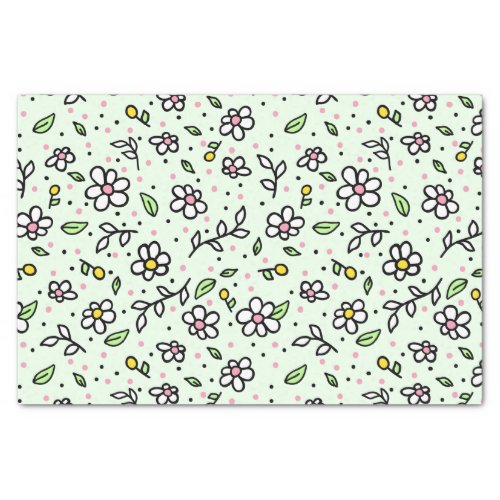 Pretty Doodle Daisy Flowers Cute Girly Pattern Tissue Paper