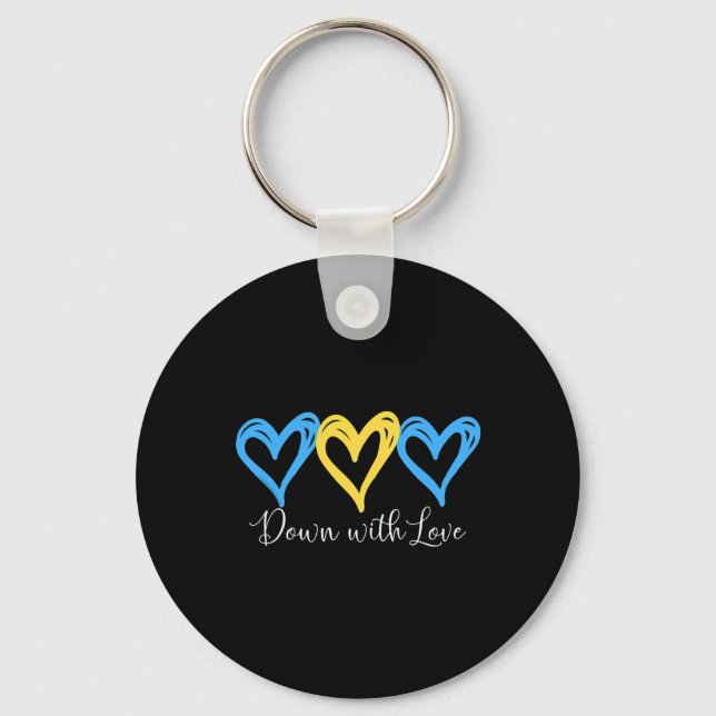 Pretty Down With Love World Down Syndrome Awarenes Keychain (Front)